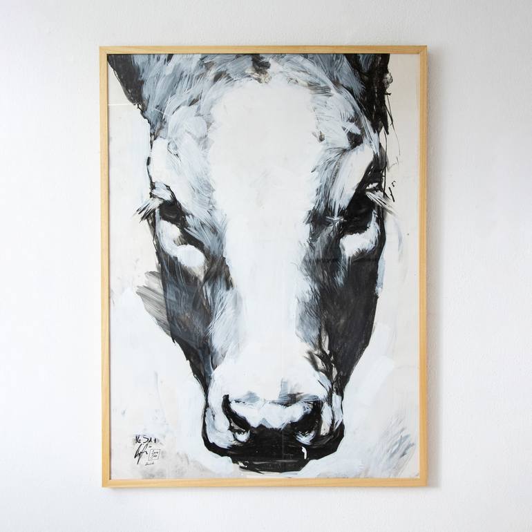 Original Portraiture Cows Painting by Lara Ješe