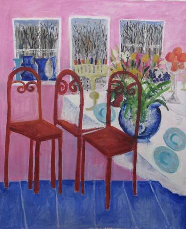 Original Expressionism Interiors Paintings by Hilary Rosen