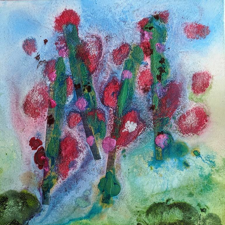 Original Floral Painting by Shelli Finch | Abstract Art on Canvas | Flowers by the Side of the Highway