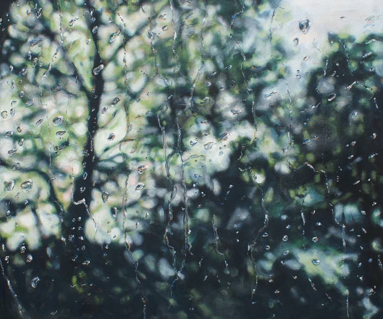 Raindrops on studio window Painting by Sarah Beth Goncarova | Saatchi Art