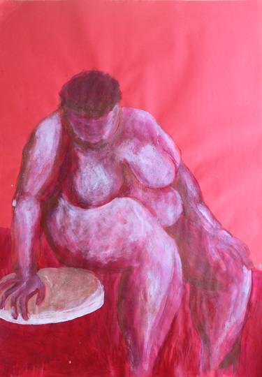 Red woman with disk thumb