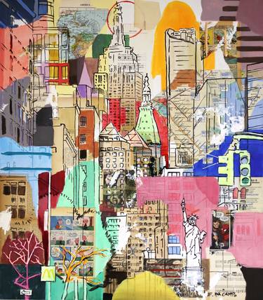 Original Abstract Cities Paintings by Enrico Da Campo