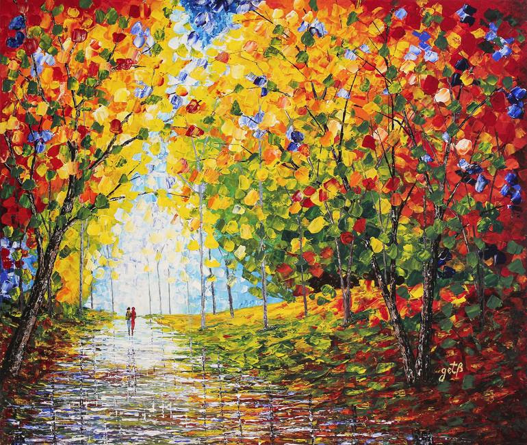 After Rain Autumn Reflections Acrylic Palette Knife Painting Painting by  Georgeta Blanaru
