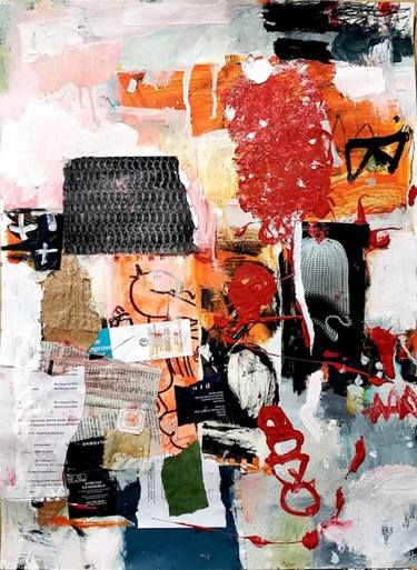 Original Abstract Expressionism Abstract Collage by Aisha Khan