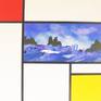 The hanging landscape, homage to Mondrian. Acrylic on canvas painting.