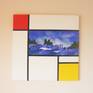 The hanging landscape, homage to Mondrian. Acrylic on canvas painting.