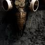 JAR JAR PUNK'
Tibetan Ram skull. Steam punk inspired, decorated with watch parts bronze metal

design to nose, goggles and spikes adorn the eye sockets, skull has a mat black finish

horns have a natural finish. 29 x 79 x 17cm
