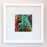 The original Begonia 4 painting, matted, framed, wired and ready to hang in your home. Frame dimensions 13.5" x 13.5".