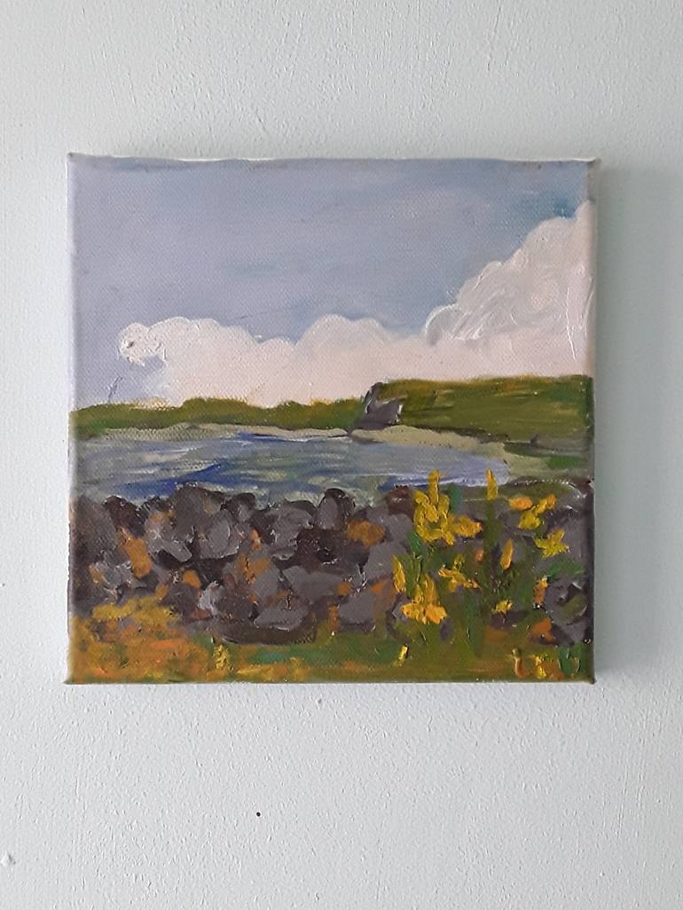 Flaggyshore grey stone walls Painting by Katherine HALFORD Greene ...