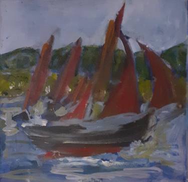 Original Abstract Expressionism Sailboat Paintings by Katherine HALFORD Greene