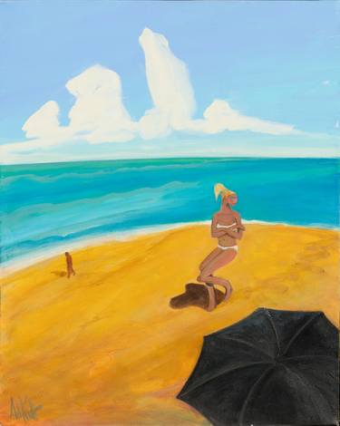 Original Figurative Beach Paintings by art van kraft