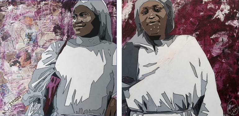 Original Figurative People Painting by Political Satirical Pop Art Dikla Stern