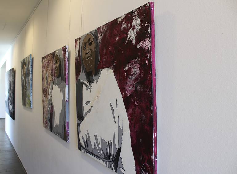 Original Figurative People Painting by Political Satirical Pop Art Dikla Stern