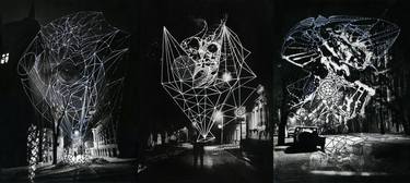 Copy of Triptych "Street at night 85" 40x90 cm. thumb