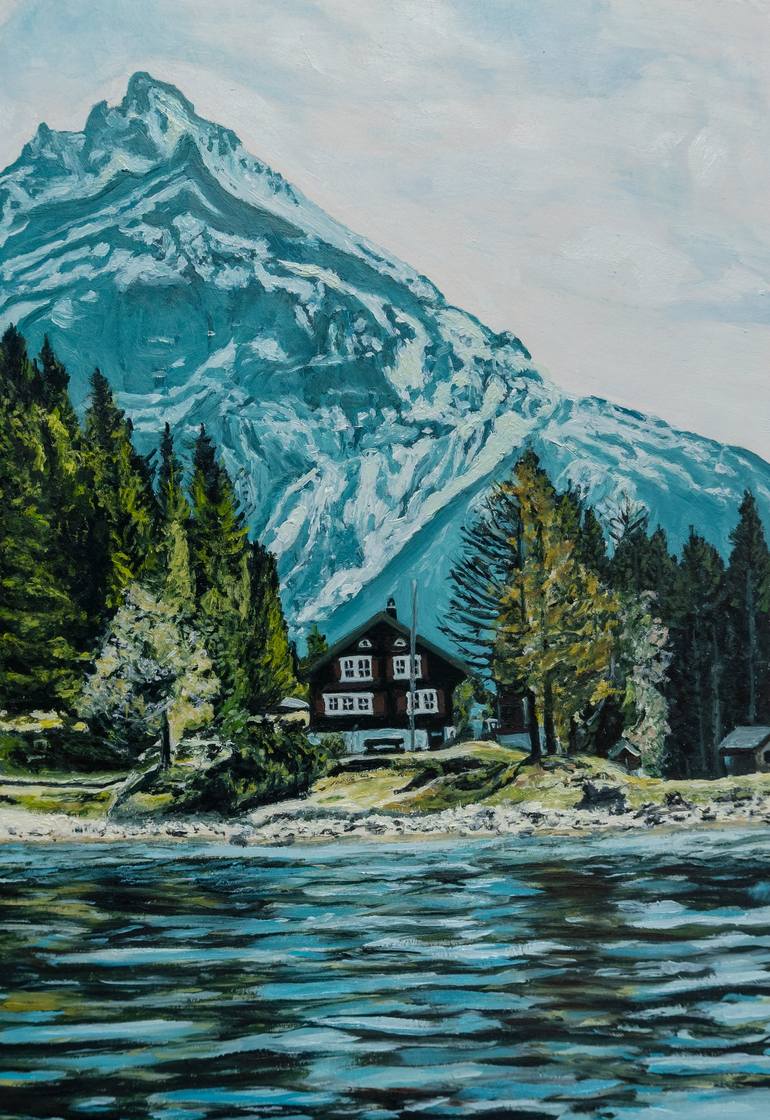 Cabin By The Lake Painting