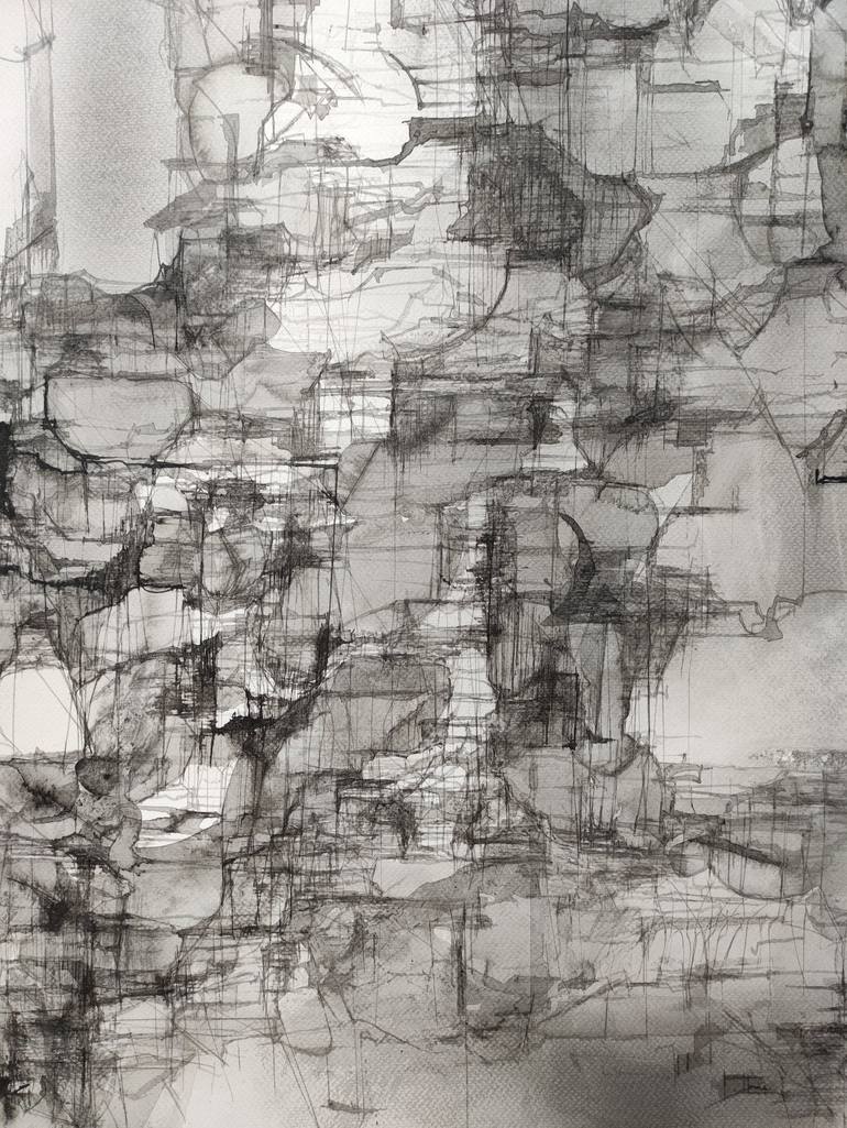 Original Black & White Abstract Drawing by Dorota Jedrusik