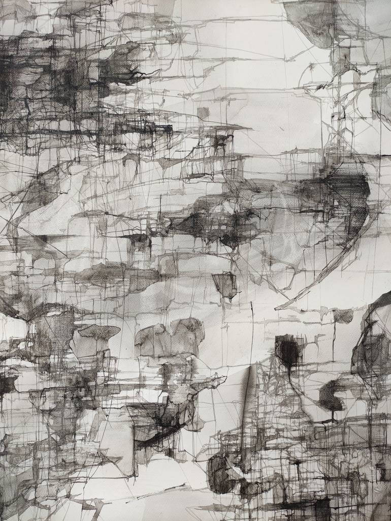 Original Black & White Abstract Drawing by Dorota Jedrusik