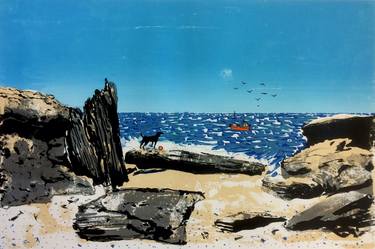 Print of Seascape Printmaking by tim southall