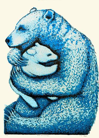 Bear Hugs (cerulean) - Limited Edition of 100 thumb