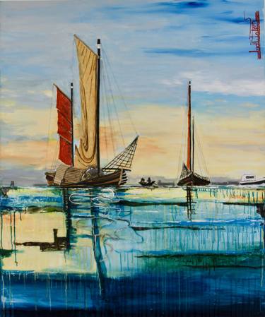 Original Boat Mixed Media by Ineke Van de Water