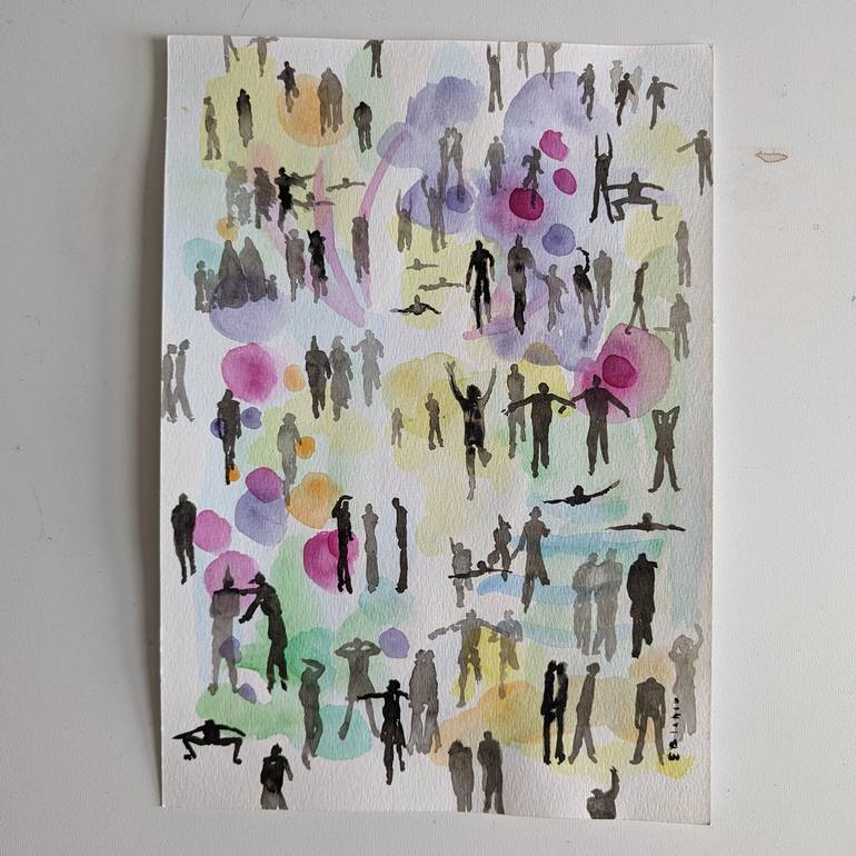 Original Abstract People Painting by Elena Blanco