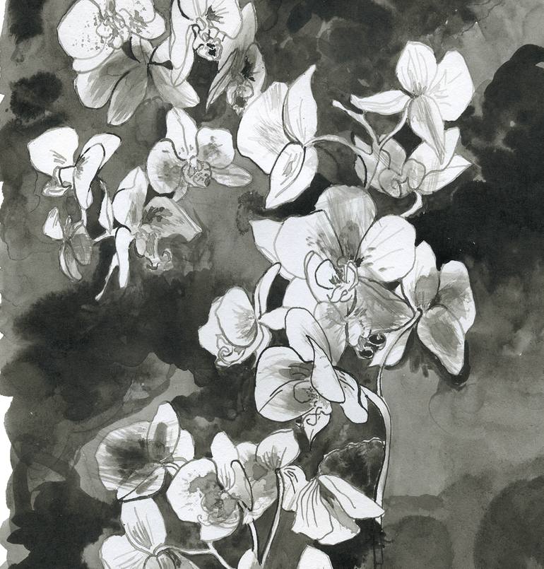 Original Expressionism Floral Drawing by Elena Blanco