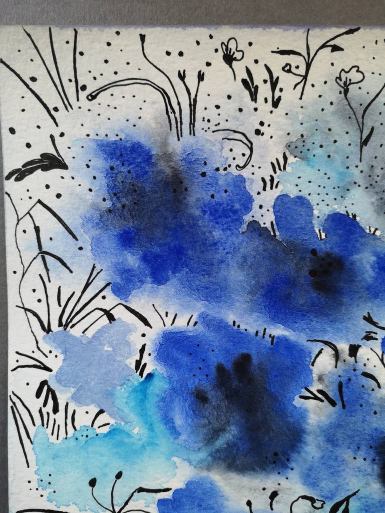 Original Abstract Floral Drawing by Elena Blanco