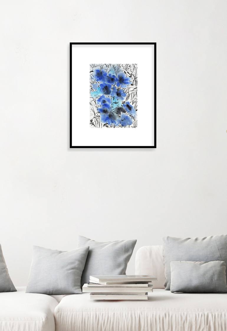 Original Abstract Floral Drawing by Elena Blanco