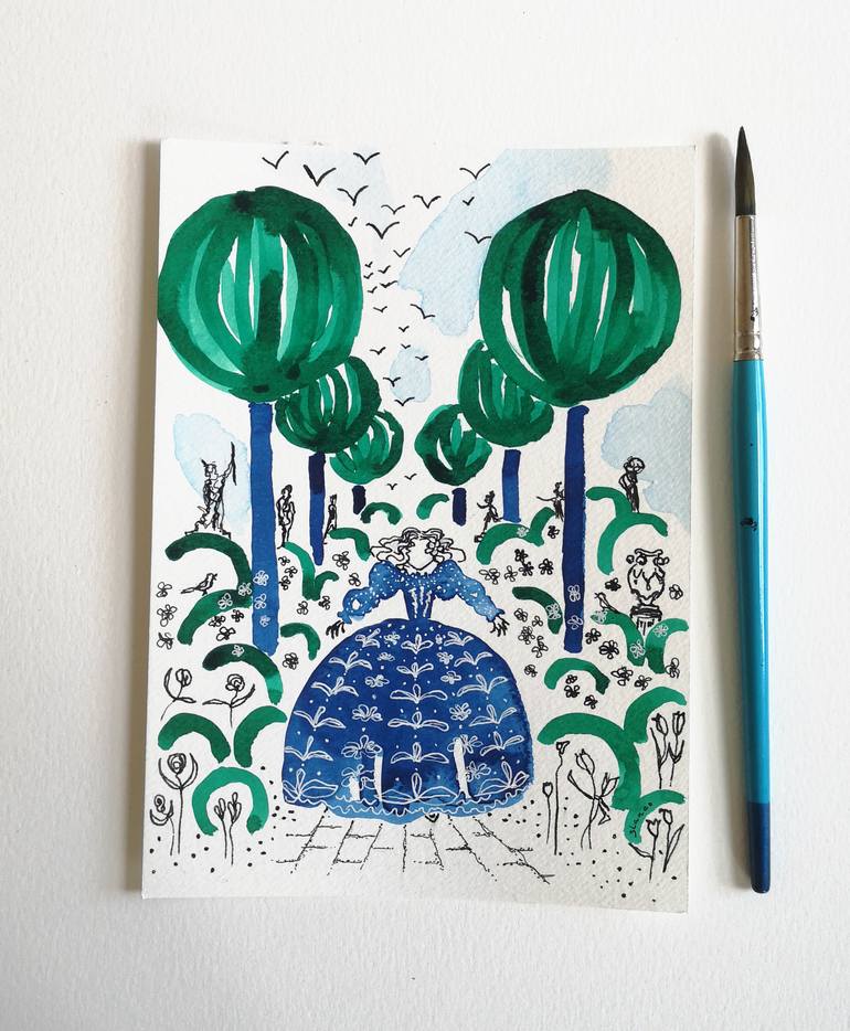 Original Abstract Fantasy Drawing by Elena Blanco