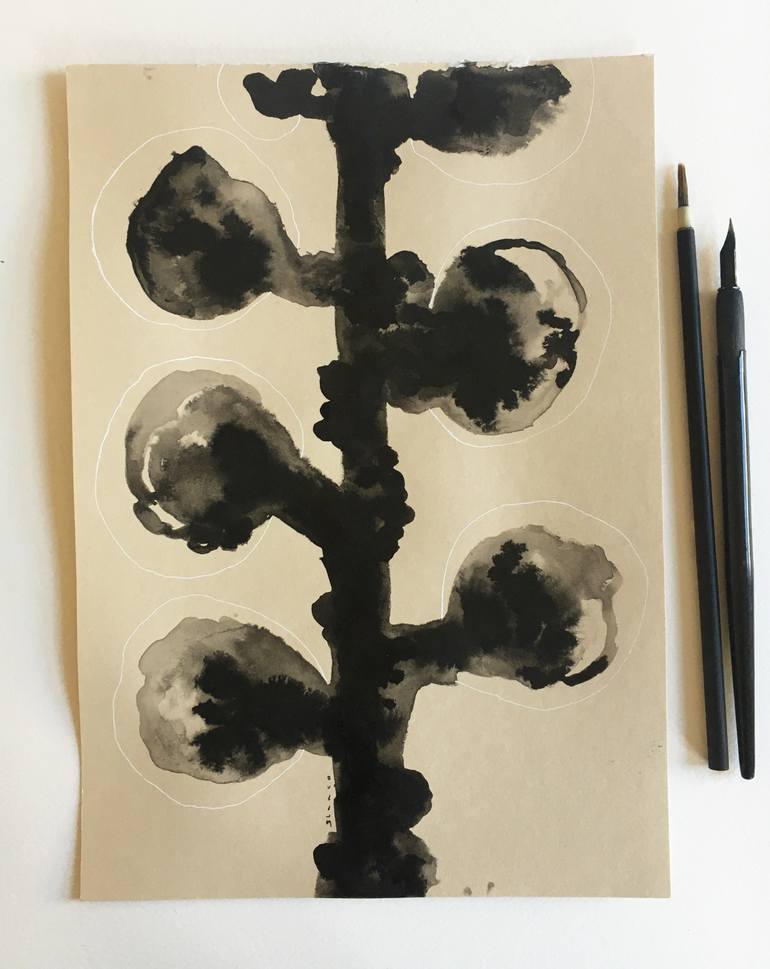 Original Abstract Botanic Drawing by Elena Blanco