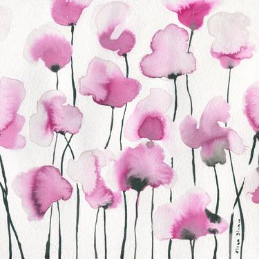 Pink watercolour flowers image