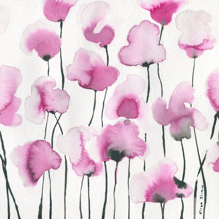 Pink watercolour flowers
