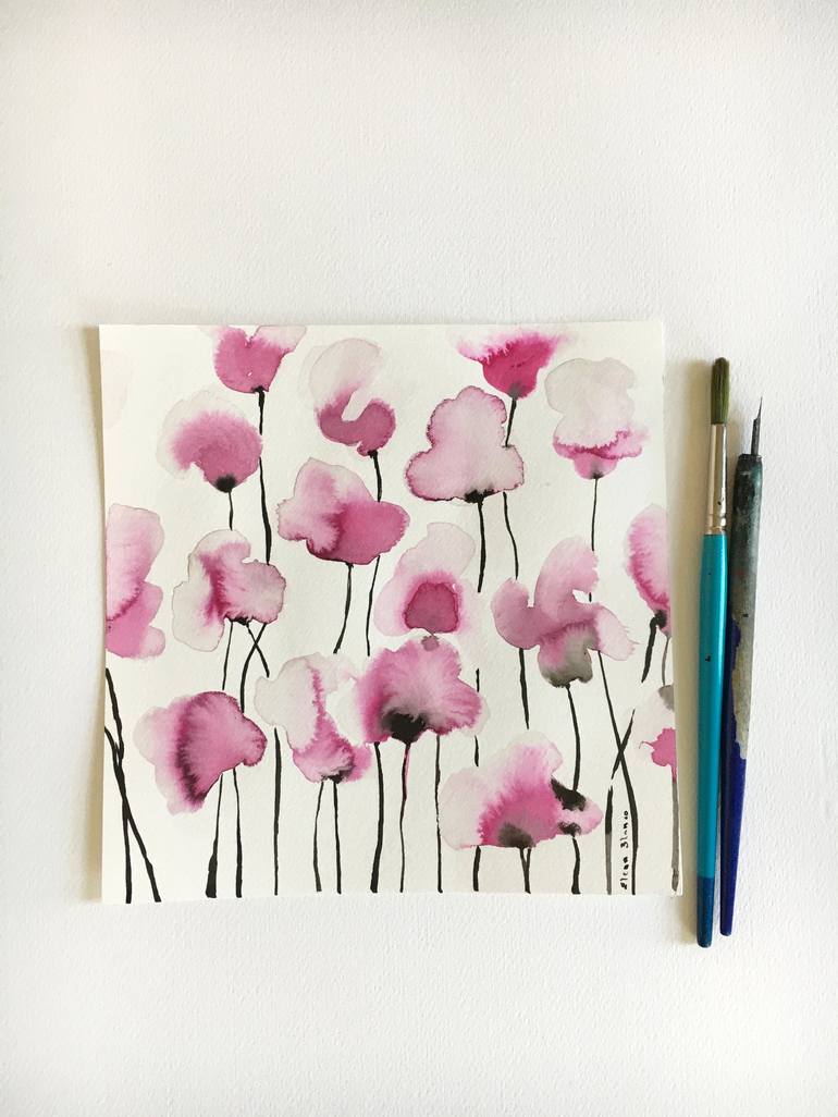 Original Abstract Floral Painting by Elena Blanco