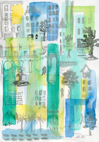 Print of Figurative Cities Drawings by Elena Blanco