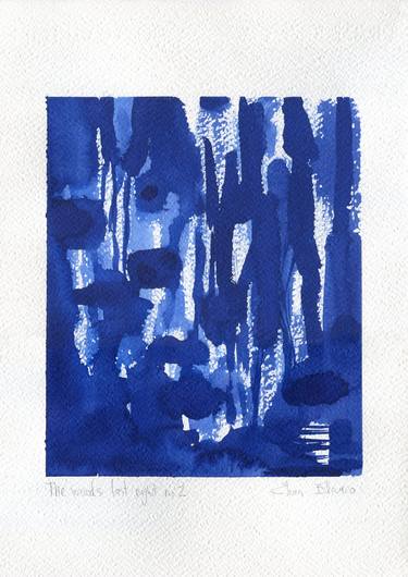 The woods last night #2 -blue abstract forest contemporary ink painting thumb