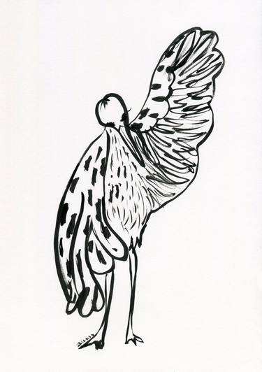 The melancholic birds #9 -line drawing drawing black and white art series thumb