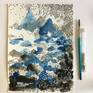 Blue and black evocative dreamy original abstract landscape