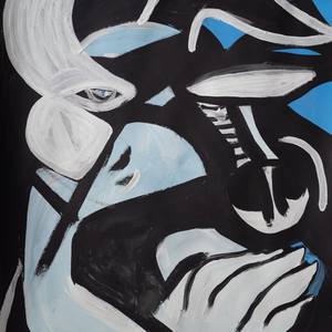 Dark noir minotaur painting in cubism style artwork