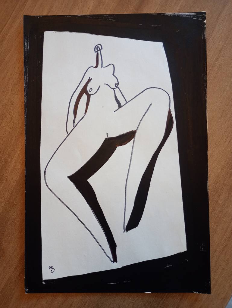 Original Figurative Nude Drawing by Pavlo Ponomarenko