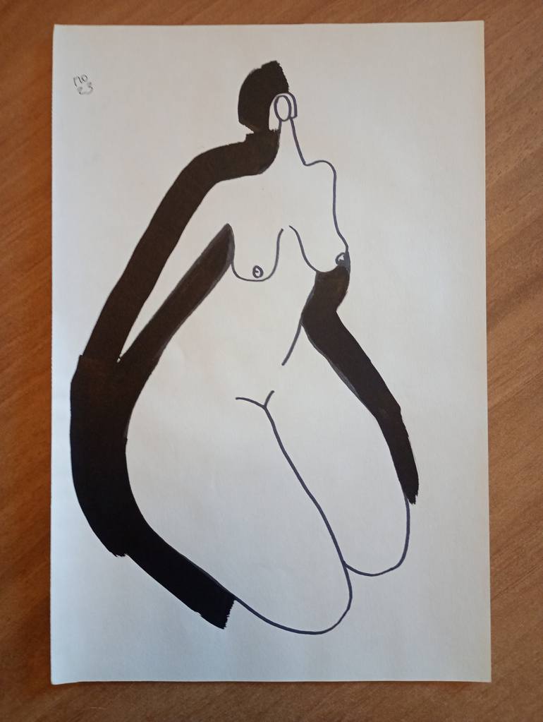 Original Cubism Body Drawing by Pavlo Ponomarenko