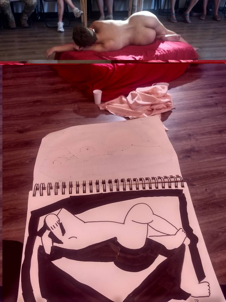 Original Black & White Nude Drawing by Pavlo Ponomarenko