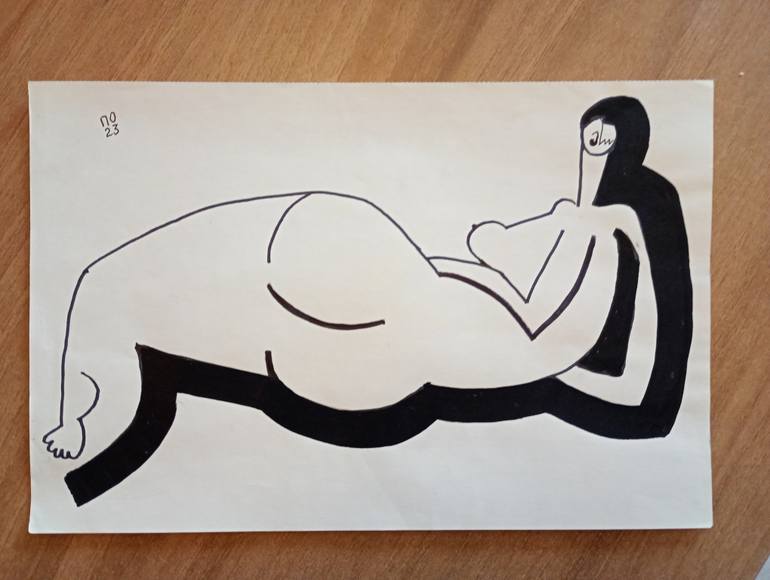 Original Cubism Nude Drawing by Pavlo Ponomarenko