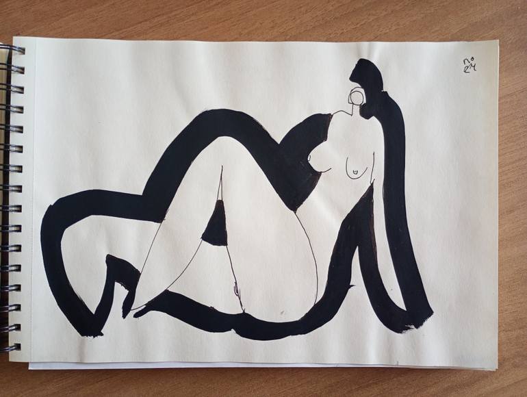 Original Conceptual Nude Drawing by Pavlo Ponomarenko