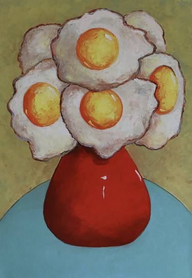 Egg flowers in a red vase thumb