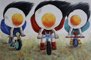 Egg girls racing their bikes thumb
