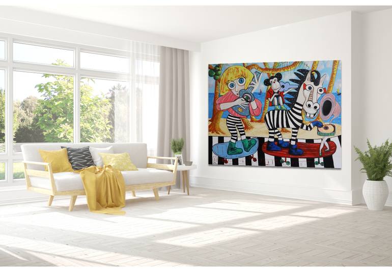 Original Abstract Cartoon Painting by Suthamma Byrne