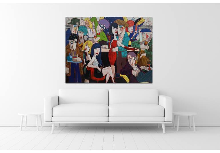 Original Art Deco Cartoon Painting by Suthamma Byrne