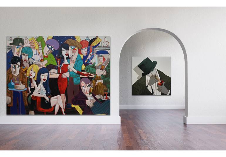 Original Art Deco Cartoon Painting by Suthamma Byrne