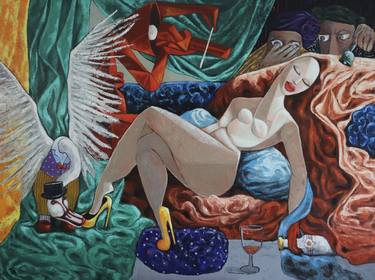 Original Contemporary Classical mythology Paintings by Suthamma Byrne