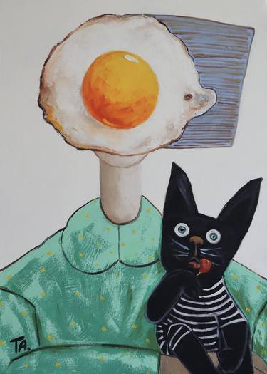 Print of Cats Paintings by Suthamma Byrne